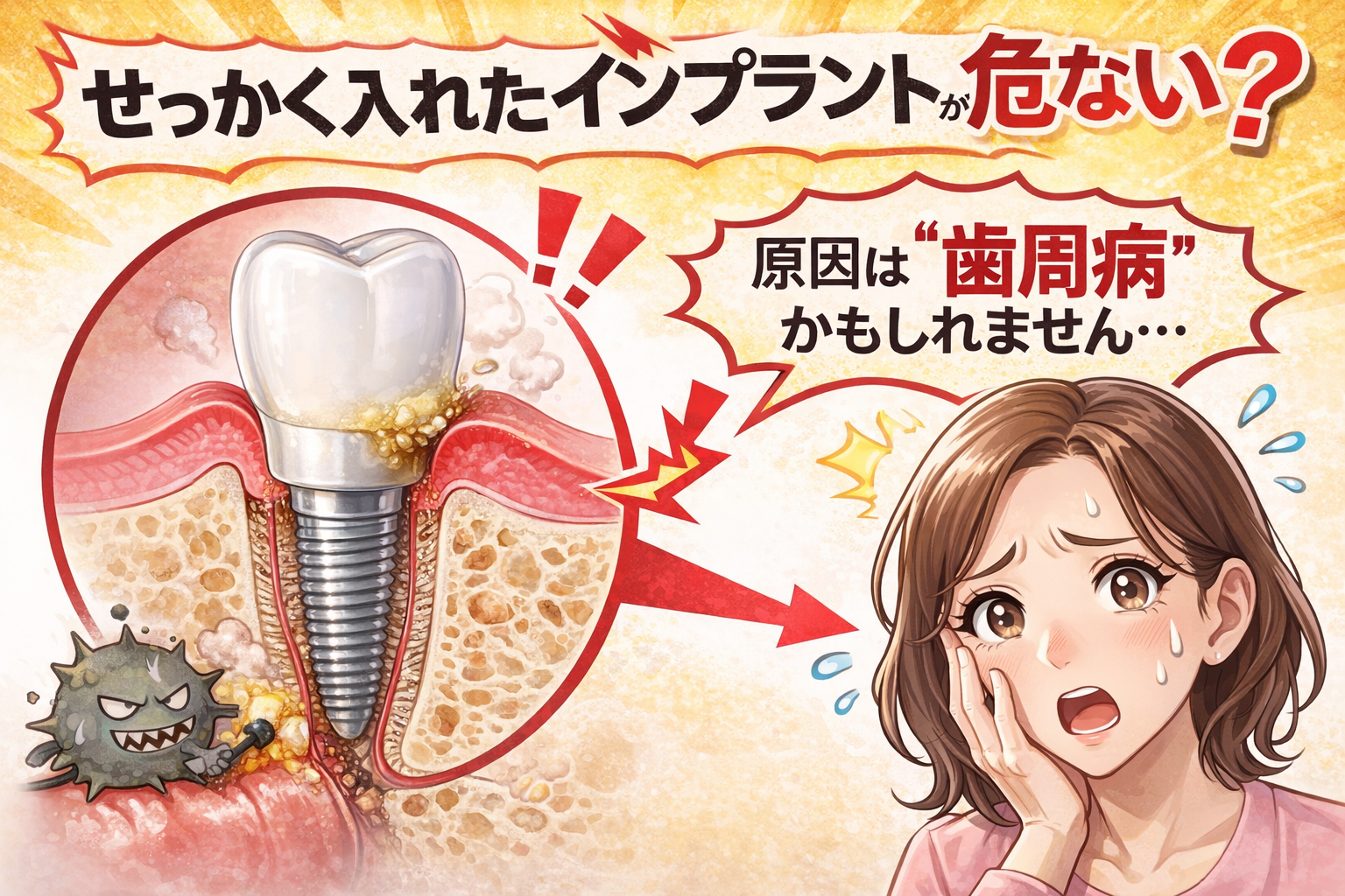 せっかく入れたインプラントが危ない？ 原因は“歯周病”かもしれません